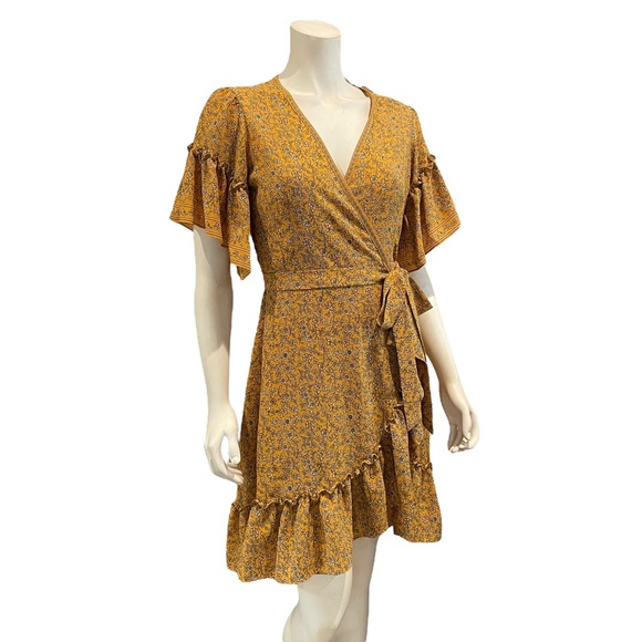 Max Studio Ruffled Floral Wrap Dress - Picture 1 of 10